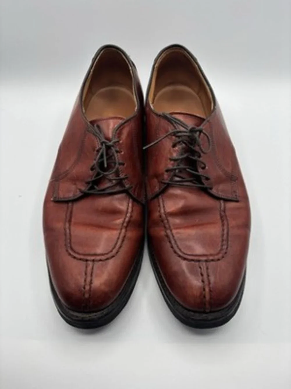 Allen Edmonds Dellwood Brown Leather Derby Dress Shoes Mens 10 Vibram Bottoms